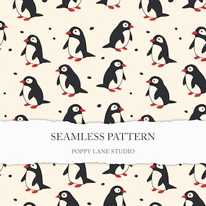 Patrón sin costuras de pingüino lindo, fondo minimalista de pingüino, patrón de tela de pingüino lindo, papel digital de pingüino sin costuras, descarga instantánea