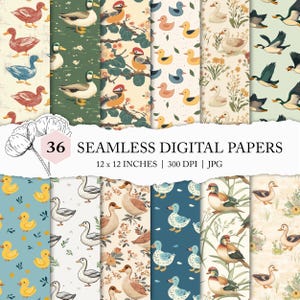 duck seamless pattern, duck digital paper, seamless bird pattern, mallard duck background, commercial use, seamless duck textile design JPEG