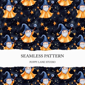 cute wizard seamless pattern, wizard background, magic print, adorable wizard scrapbook paper, magic seamless file, witchcraft printable JPG