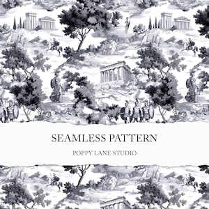 toile de jouy grecque antique, sans couture grecque, fond de la déesse Athéna, motif sans couture de la Grèce, toile d'Athènes, conception textile des dieux grecs