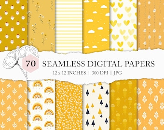 minimalist seamless yellow pattern, yellow digital paper pack, cute yellow pattern, minimalistic yellow background, printable yellow paper