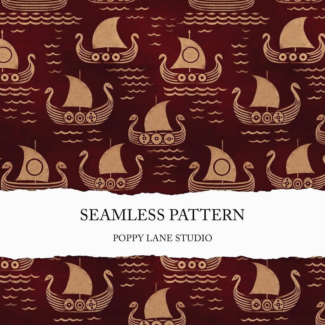 Seamless Longship Background Viking Seamless Pattern Dragon Boat 