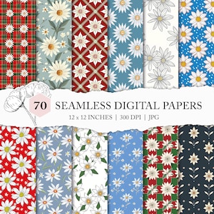 seamless edelweiss pattern, traditional Bavaria Swiss Austria flower digital paper, folk art pattern, European edelweiss, Oktoberfest paper