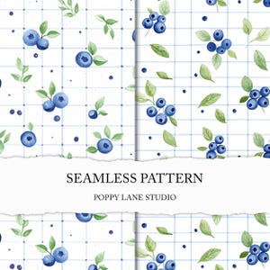 watercolour blueberry seamless pattern, cute berry background, seamless blueberry surface pattern, food digital paper, commercial use file