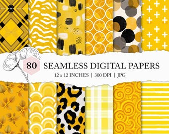 yellow geometric pattern, assorted yellow digital paper, yellow basic backgrounds, yellow seamless files, mix and match printable paper JPEG