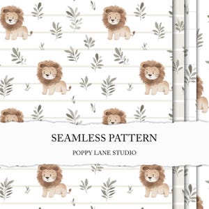 baby lion background, cute lion pattern, seamless lion digital pattern, gender neutral kids pattern, African animal seamless, lion seamless