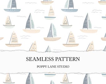 seamless boat background, sailing boat seamless pattern, nautical seamless, sail boat fabric, nautical fabric design, pastel marine pattern