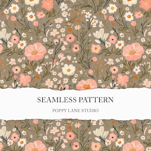 spring floral background, neutral colour flower seamless pattern, pink wildflower printable paper, floral boho print, spring floral seamless