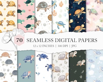 cute turtle background, turtle seamless pattern, kids seamless, turtle digital paper, tortoise pattern, turtle scrapbook, commercial use JPG