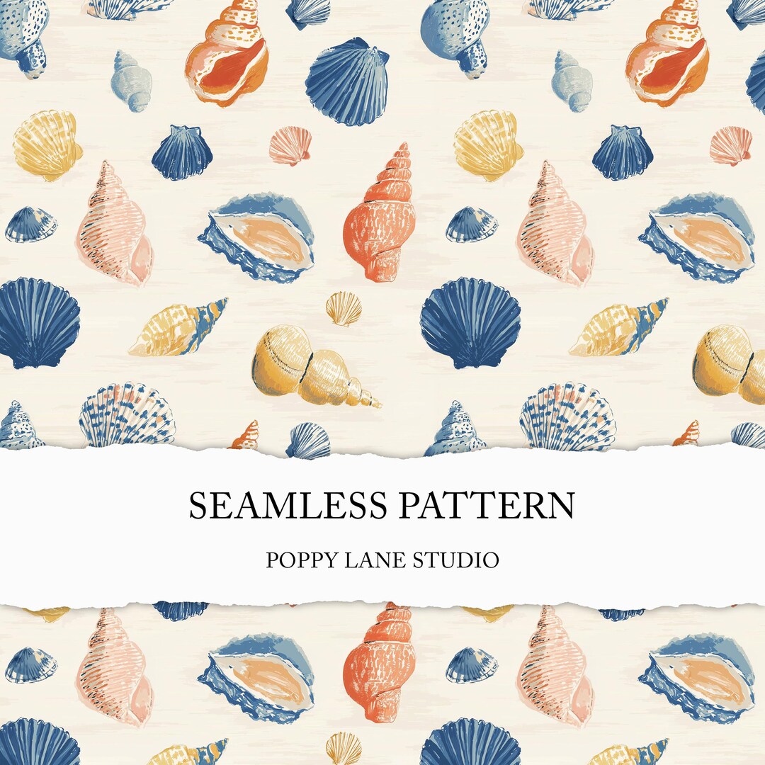 Beach Photo Shell Pattern Seamless Seashell Pattern, Coastal Background, Seamless Conch File ...