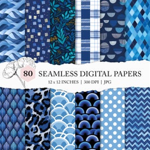 seamless blue geometric pattern, assorted blue backgrounds, checkered plaid dot stripe, mix & match blue seamless pattern, basic craft paper