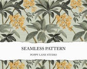 exotic foliage seamless background, tropical plant printable fabric, green botanical pattern, tropical leaves seamless, jungle leaf pattern