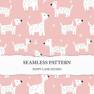 pink dog seamless pattern, dog digital background, cute pink dog pattern, pink dog printable paper, cute dog scrapbook, children&#39;s seamless