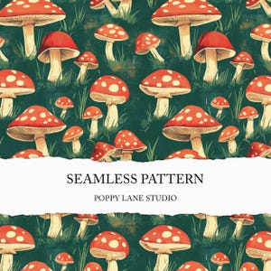 motif champignon champignon sans couture, impression sur tissu champignon, motif champignon sans couture, fond champignon vénéneux, motif champignon forestier, papier champignon