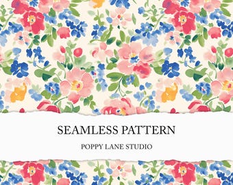 colourful painted floral background, preppy floral seamless pattern, cute colourful flower fabric, printable paper, summer textile design