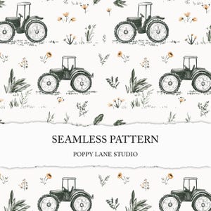 tractor seamless pattern, vintage tractor background, seamless tractor file, green tractor digital paper, vintage farm print, farmhouse JPEG