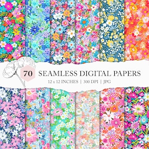 ditsy floral pattern, preppy small flower digital paper, colourful ditsy flower background, tiny wildflower printable, spring flower paper