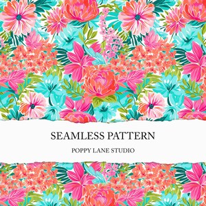 colourful tropical flower pattern, vibrant pink floral background, seamless pink flower pattern, floral scrapbook paper, cute preppy florals