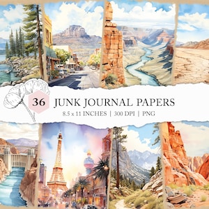 Nevada junk journal paper, Nevada travel journal, watercolour Nevada background, printable Nevada digital paper, Nevada scrapbook pages