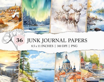 Finland printable paper, watercolour Finland journal, Finland junk journal, Finland travel journal, Finland scrapbook, Scandinavian holiday