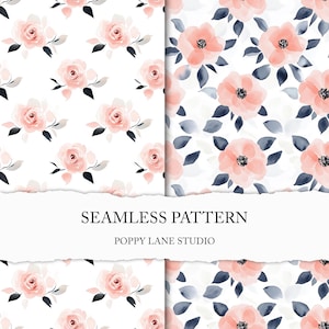 blush pink flower background, pink watercolour floral pattern, seamless flower pattern, watercolour rose background, floral digital paper