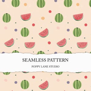 cute watermelon background, seamless watermelon pattern, repeating watermelon design, pastel watermelon digital paper, boho fruit pattern