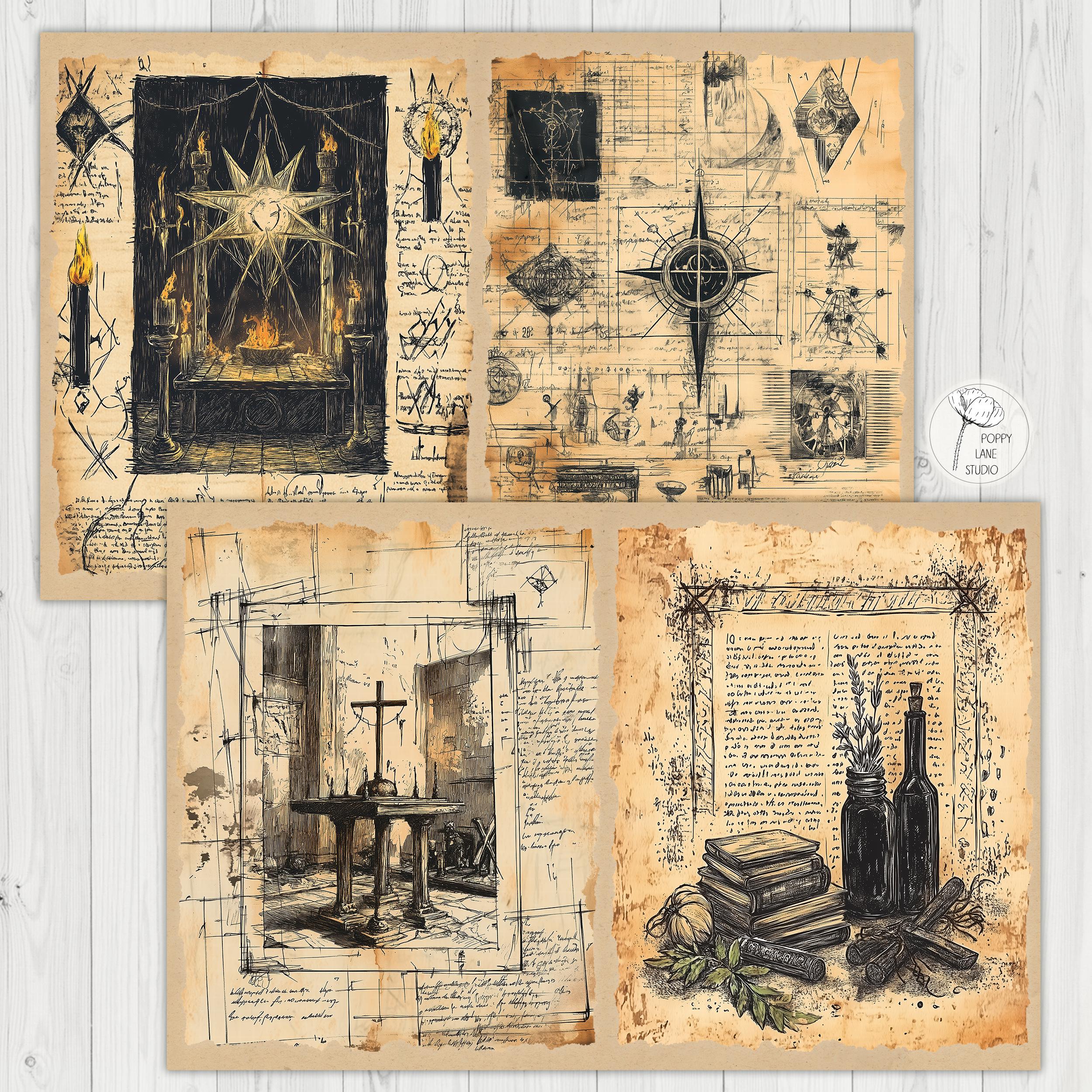 Satanic Journal Occult Pages, Satanism Junk Journal, Occult Digital Paper, Black Magic ...
