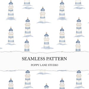 modèle sans couture de phare simple, fond de phare minimaliste, conception de tissu nautique pastel, papier imprimable côtier aquarelle doux