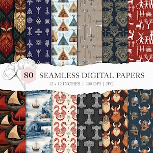 repeating Norse pattern, Viking seamless pattern, Scandinavian digital paper, runes JPG, folk art seamless Norway printable, seamless Viking