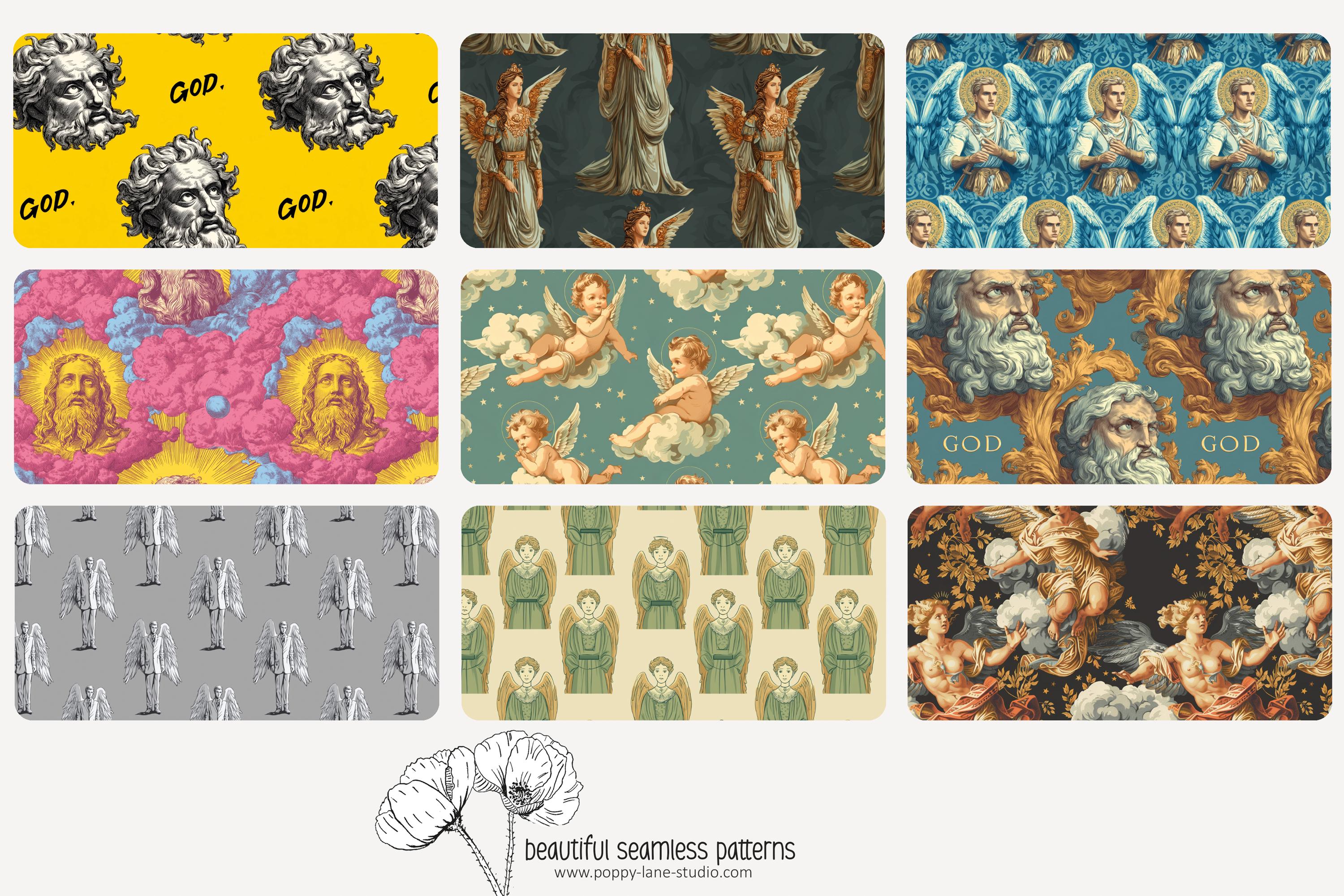 Angelic Background Pattern, Seamless Angel Pattern, Arch Angel ...