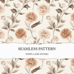 fall floral seamless background, seamless brown flower pattern, vintage floral pattern design, beige autumn seamless, cream floral fabric