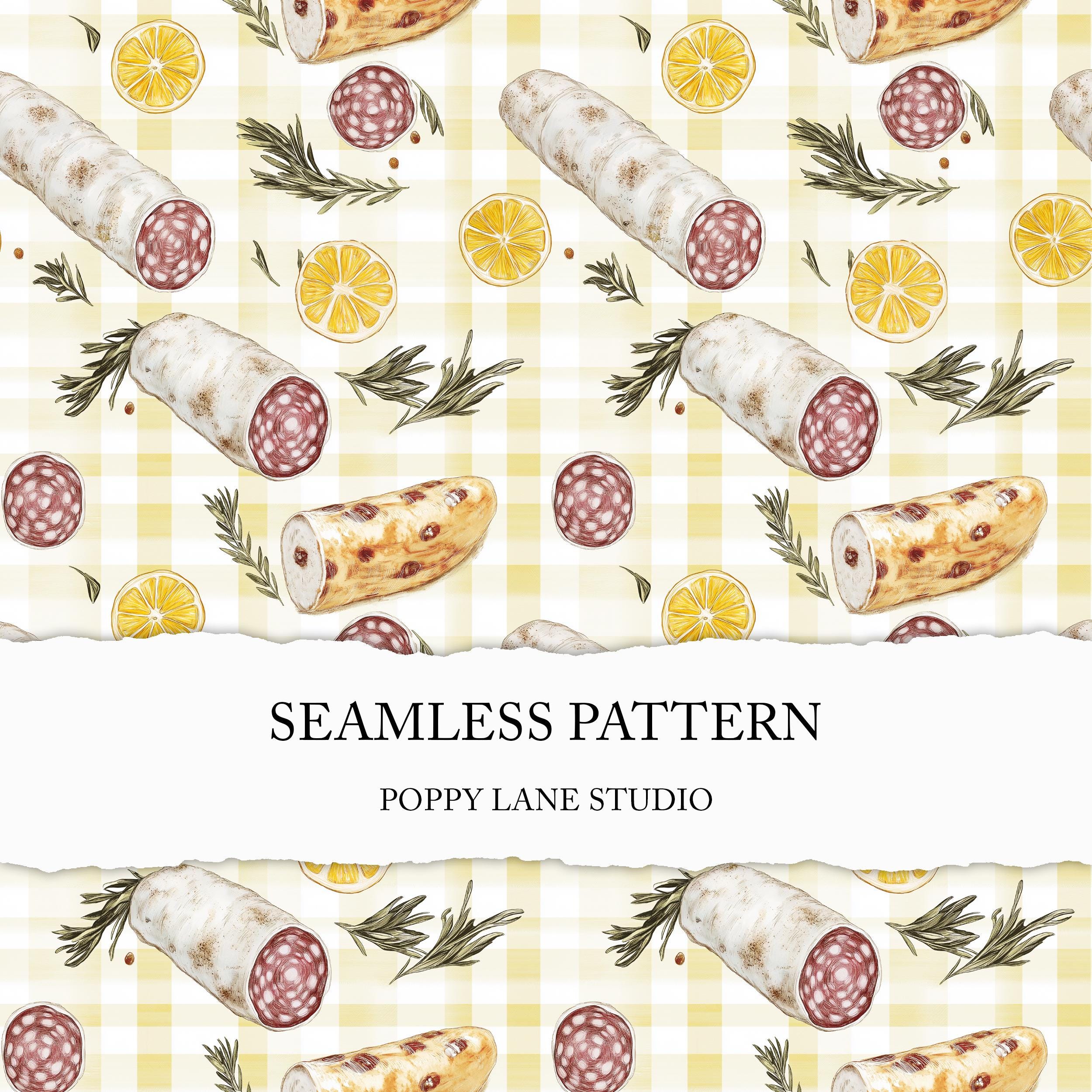 Salami Pattern Seamless Salami Pattern, Pepperoni Background, Seamless Charcuterie ...