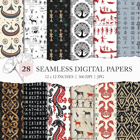 Seamless Norse Pattern, Viking Seamless Pattern, Scandinavian 