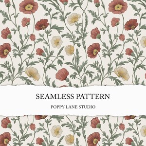 Vintage Mohnblume Print, Mohn Muster, Retro Blumenmuster, Mohnblumen Stoff, Mohnblumen Hintergrund, Blumenmuster