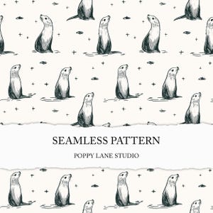 cute seal background, sea lion seamless pattern, minimalist animal print, seal seamless JPEG, sea lion custom fabric, seal printable paper