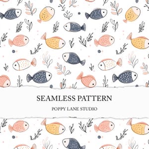 modern fish seamless pattern, cute fish seamless file, modern background, minimalist seamless pattern, fish background, fish digital paper