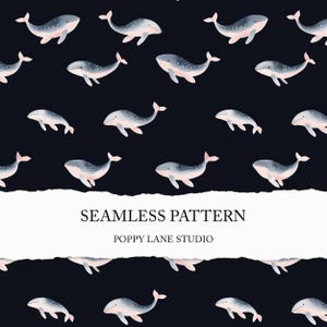 cute whale seamless background, whale seamless pattern, under the sea seamless printable paper, whale background file, whale scrapbook paper