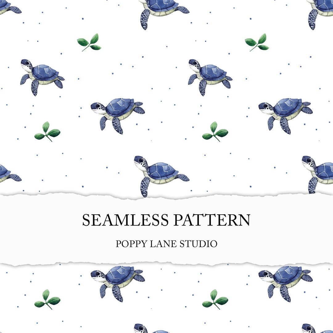 Simple Turtle Background, Minimalist Turtle Seamless Pattern, Cute Sea ...