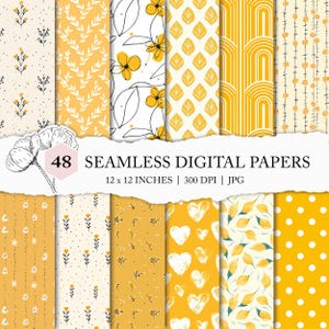minimalist seamless yellow pattern, yellow digital paper pack, cute yellow pattern, minimalistic yellow background, printable yellow paper