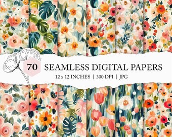 impressionist floral background, impasto flower paper, seamless still life pattern, impressionist flower pattern, abstract floral background