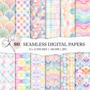 soft pastel geometric pattern, pastel geometric digital paper, watercolour pastel seamless file, geo patterns, seamless geometry printable