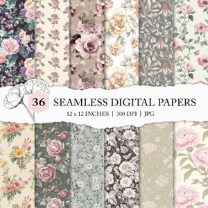 verschiedene Vintage florale nahtlose Muster, gedeckte Farben, Pastell Blume Hintergrund, viktorianisches Blumenmuster, nahtlose Blume digitale Papiere