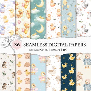 duck seamless pattern, duck digital paper, cute duck designs for kids, duckling background, commercial use, chick printable, seamless duck