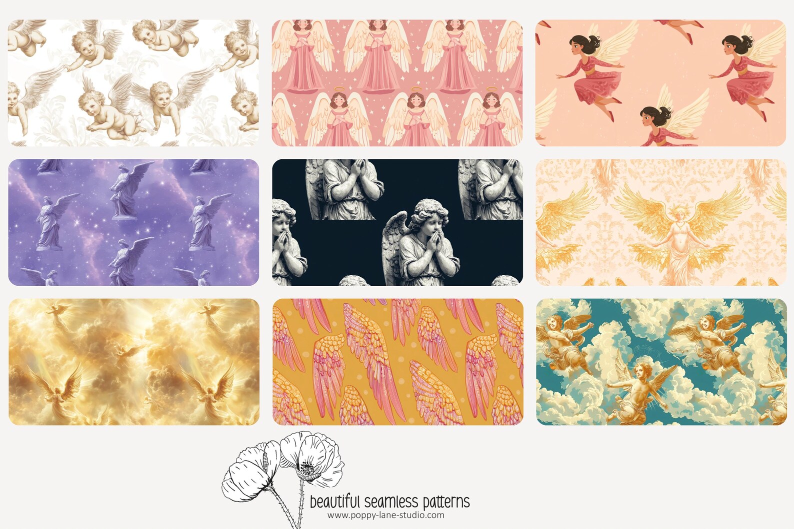 Angelic Background Pattern, Seamless Angel Pattern, Arch Angel ...
