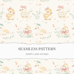 Modèle sans couture de mignons canetons, modèle de chambre de bébé neutre, fond pastel de canetons, papier numérique de bébé canard, enfants sans couture, poussins