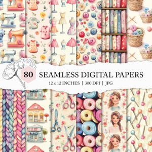 sewing digital paper, quilting junk journal paper, seamless sewing pattern, sewing machine scrapbook paper, sewing background pattern, JPEG