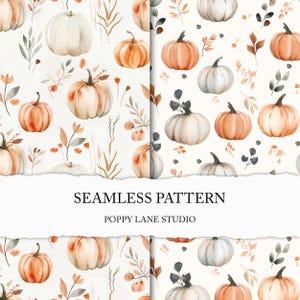 neutral pumpkin background, seamless boho fall pattern, boho pumpkin pattern, seamless pumpkin scrapbook paper, instant download, fall paper