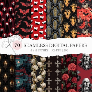 Count Dracula pattern, seamless vampire digital paper, Lord Dracula print, vampire seamless file, bat pattern, horror papers, Transylvania