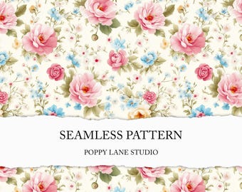 cute floral background, pastel floral seamless pattern, vintage flower printable, shabby chic floral fabric, cute cottagecore flower design