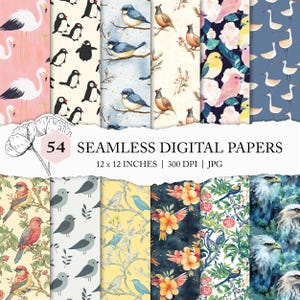 padrão sem emendas de pássaros variados, papel digital de pássaros fofos, padrão de pássaros mistos, fundos de pássaros sem emendas, pássaros para impressão, vários designs de pássaros